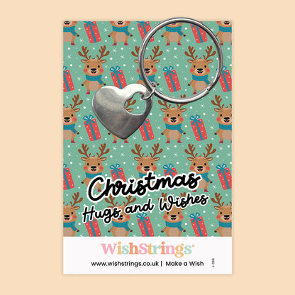 Christmas Hugs & Wishes - Heart Keyring