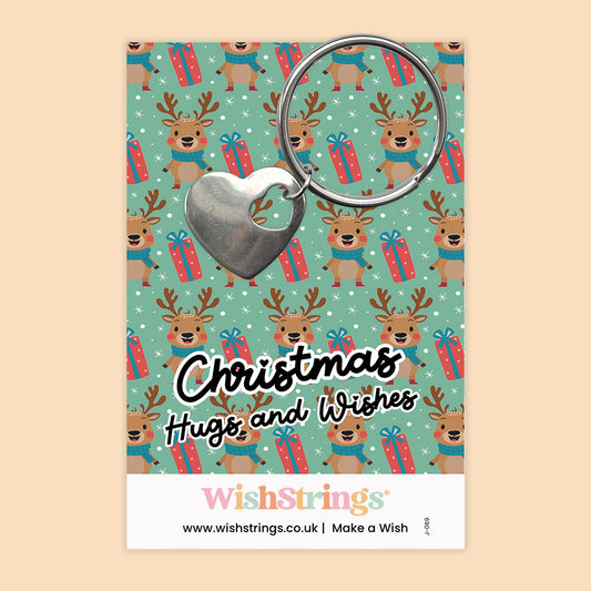 Christmas Hugs & Wishes - Heart Keyring
