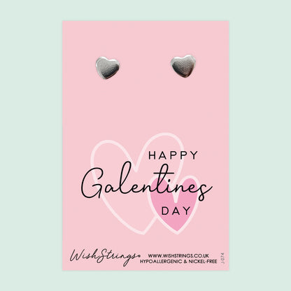 Galentines - Silver Heart Stud Earrings | 304 Stainless - Hypoallergenic