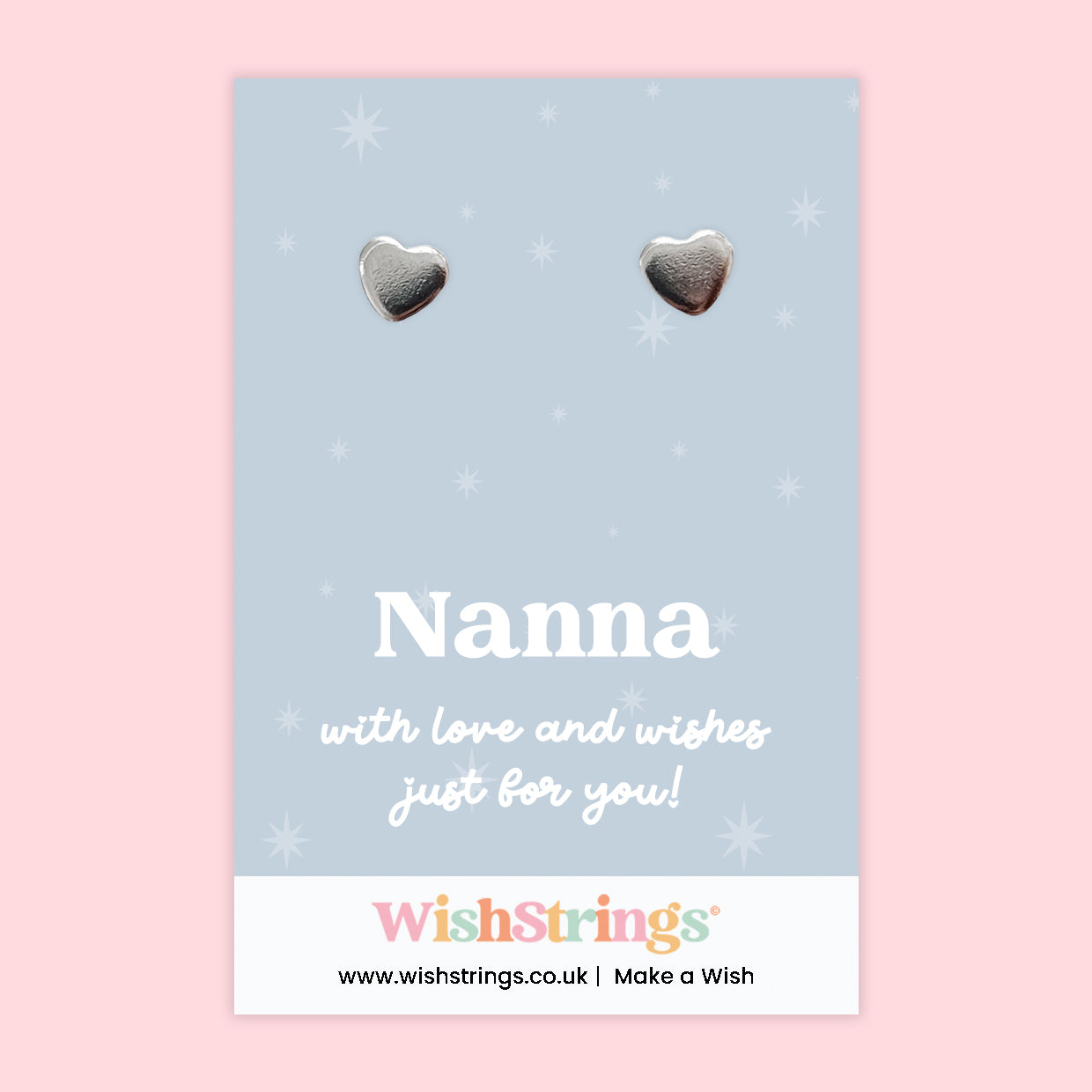 Heart Stud Earrings – Nanna | Silver Heart Earrings on Gift Card | Meaningful Gift for Nanna | Sentimental Jewellery for Birthdays, Mother’s Day & Christmas