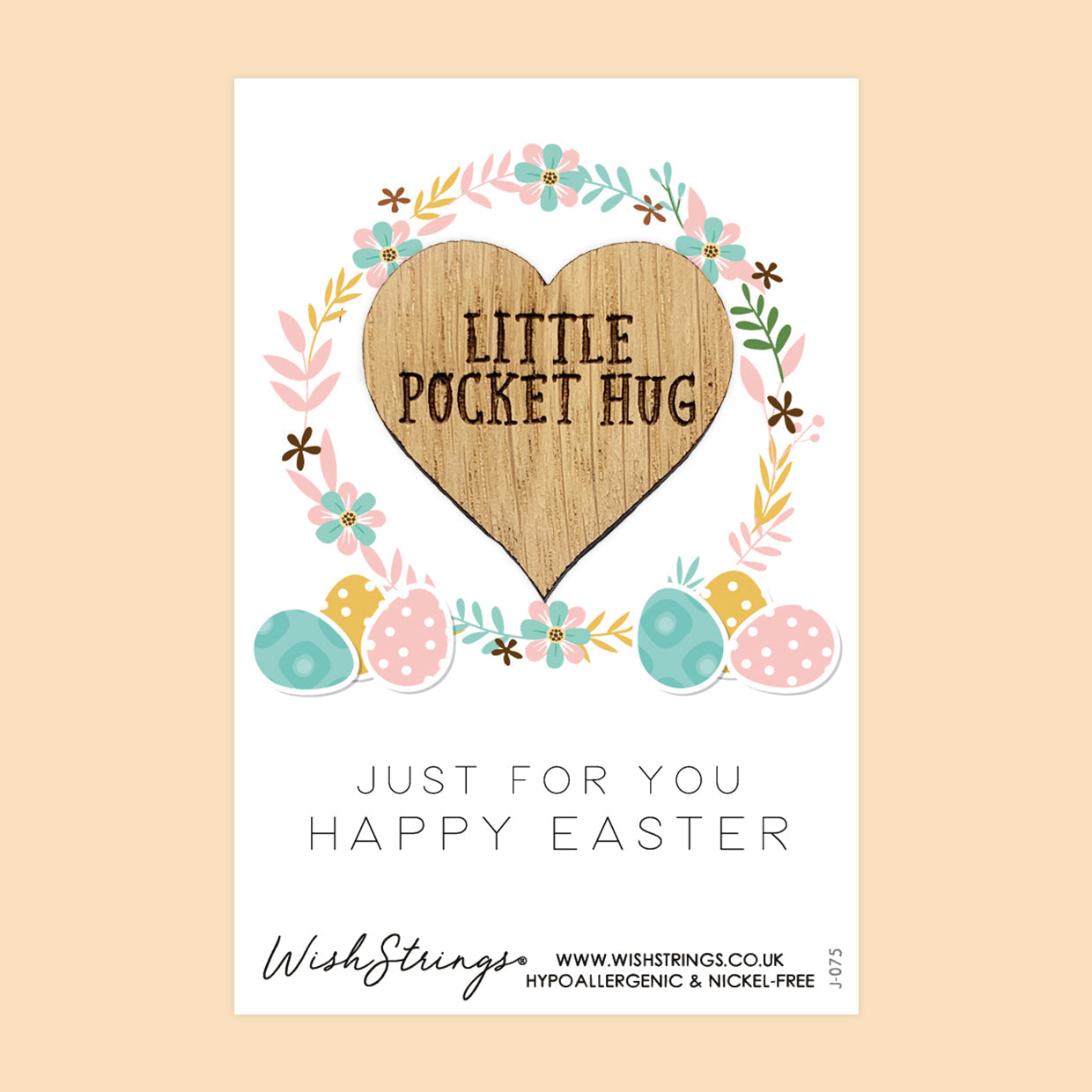 SALE - Just for You, Happy Easter - Oak Pocket Hug Token | S088