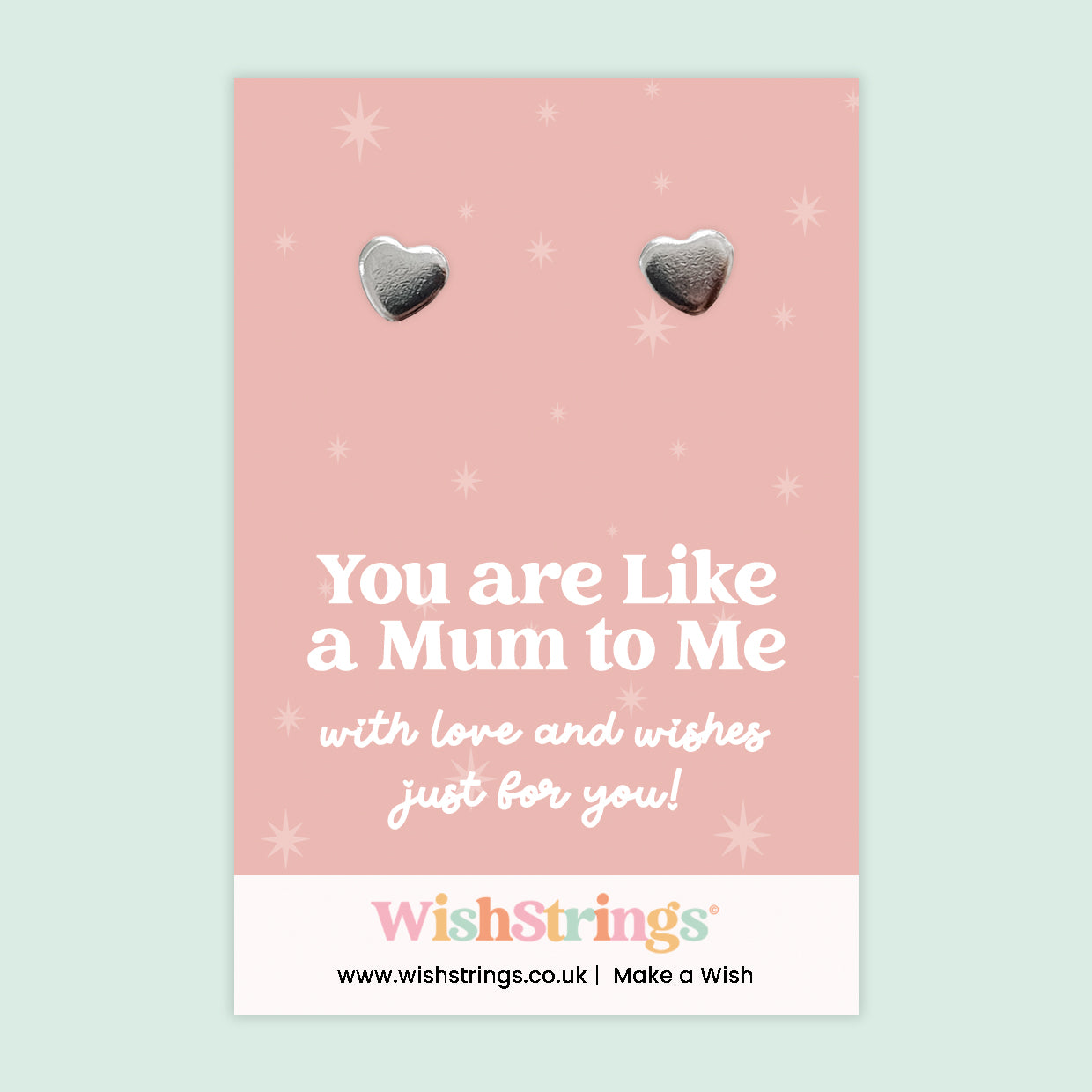 Heart Stud Earrings – You Are Like a Mum to Me | Silver Heart Earrings on Gift Card | Meaningful Thank You Gift | Sentimental Jewellery Keepsake