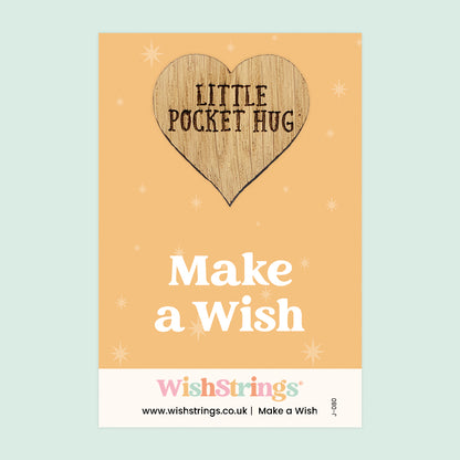 Make A Wish - Little Pocket Hug - Wooden Heart Keepsake Token