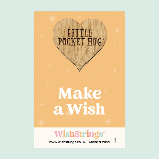 Make A Wish - Little Pocket Hug - Wooden Heart Keepsake Token