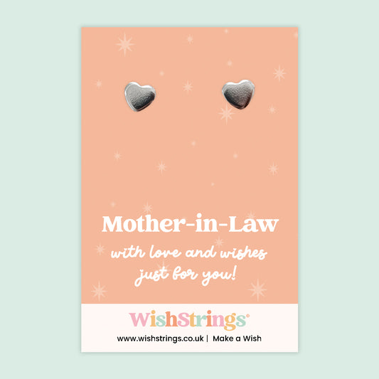 Mother-in-Law | Silver Heart Earrings on Gift Card | Meaningful Gift for Mother-in-Law | Sentimental Jewellery Keepsake
