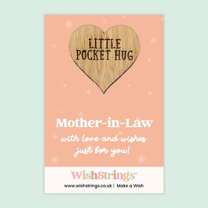 Female Relations Pocket Hug Collection | Wooden Heart Keepsakes for Mum, Sister & Daughter | Handmade Thoughtful Gifts
