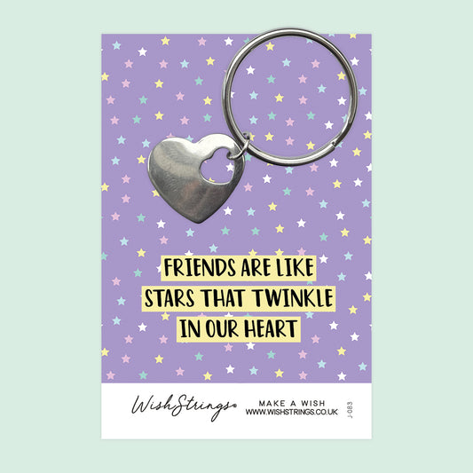 Friends are like Stars - Heart Keyring