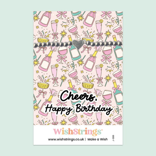 Cheers, Happy Birthday - Heart Stretch Bracelet