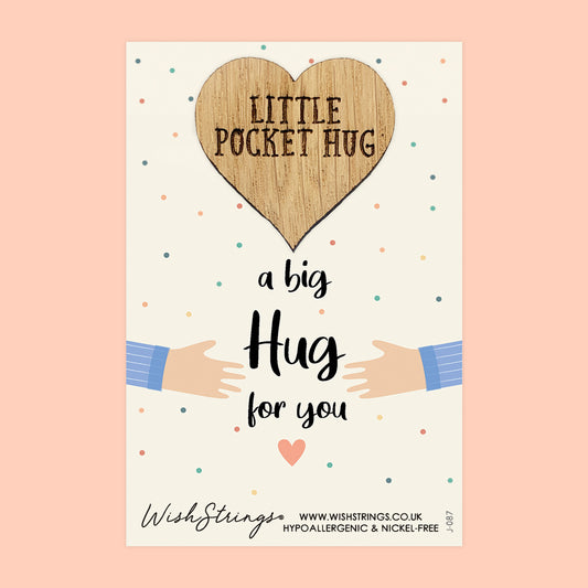 A Big Hug - Little Pocket Hug - Wooden Heart Keepsake Token