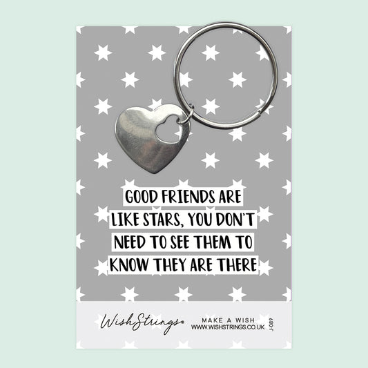 Good Friends are like Stars - Heart Keyring