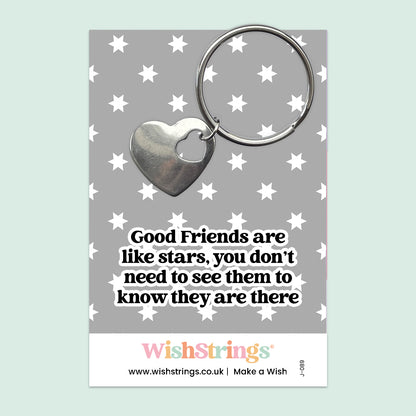 Good Friends are like Stars - Heart Keyring