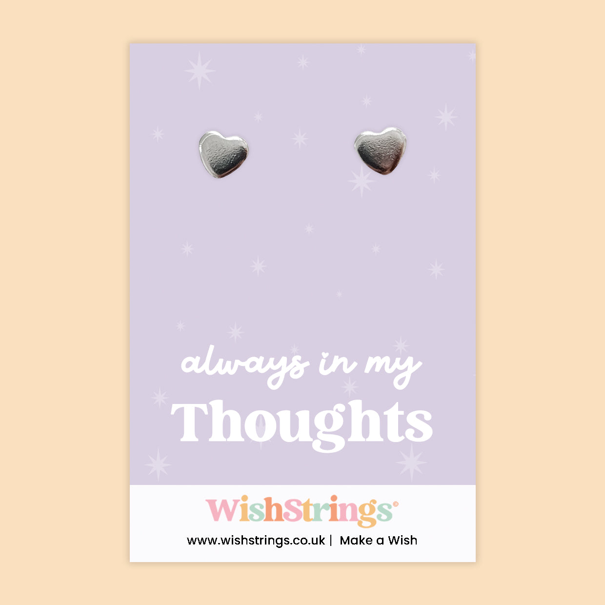 Always in My Thoughts – Silver Heart Stud Earrings | Thoughtful Sympathy & Remembrance Gift | Meaningful Keepsake Earrings