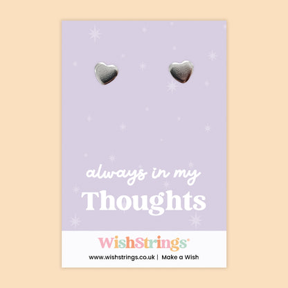 Always in My Thoughts – Silver Heart Stud Earrings | Thoughtful Sympathy & Remembrance Gift | Meaningful Keepsake Earrings