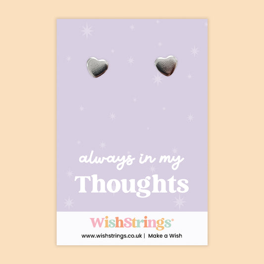 Always in My Thoughts – Silver Heart Stud Earrings | Thoughtful Sympathy & Remembrance Gift | Meaningful Keepsake Earrings