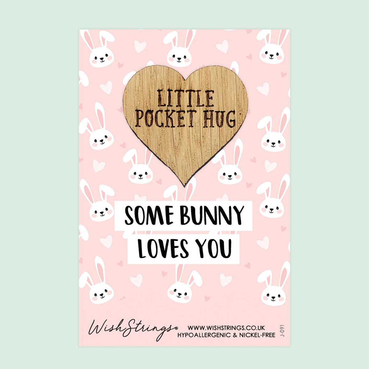 SALE - SOME BUNNY - Oak Pocket Hug Token | S124