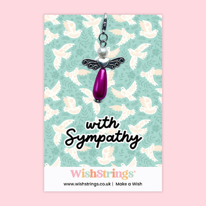 With Sympathy – Wish Angel Clip-On Charm | Thoughtful Bereavement Keepsake | Comfort Gift for Loss | Angel Bag, Keyring or Purse Charm