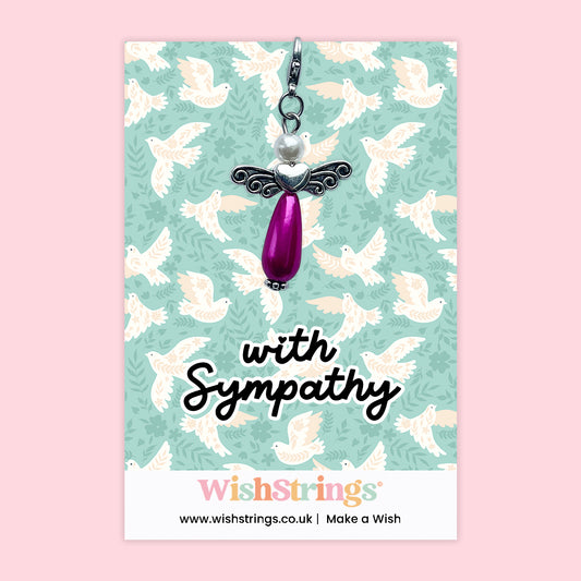 With Sympathy – Wish Angel Clip-On Charm | Thoughtful Bereavement Keepsake | Comfort Gift for Loss | Angel Bag, Keyring or Purse Charm
