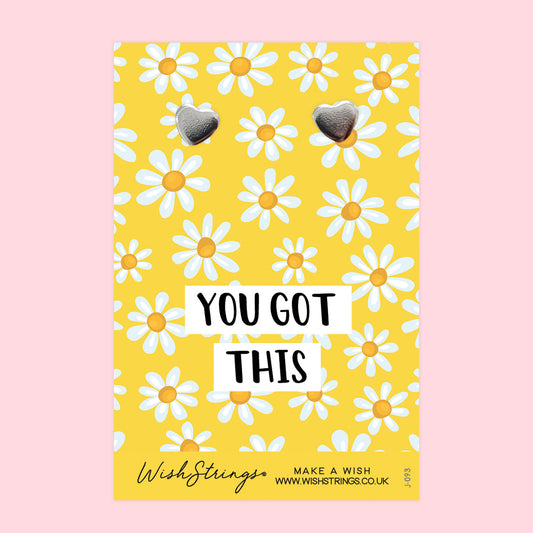 You Got This - Silver Heart Stud Earrings | 304 Stainless - Hypoallergenic