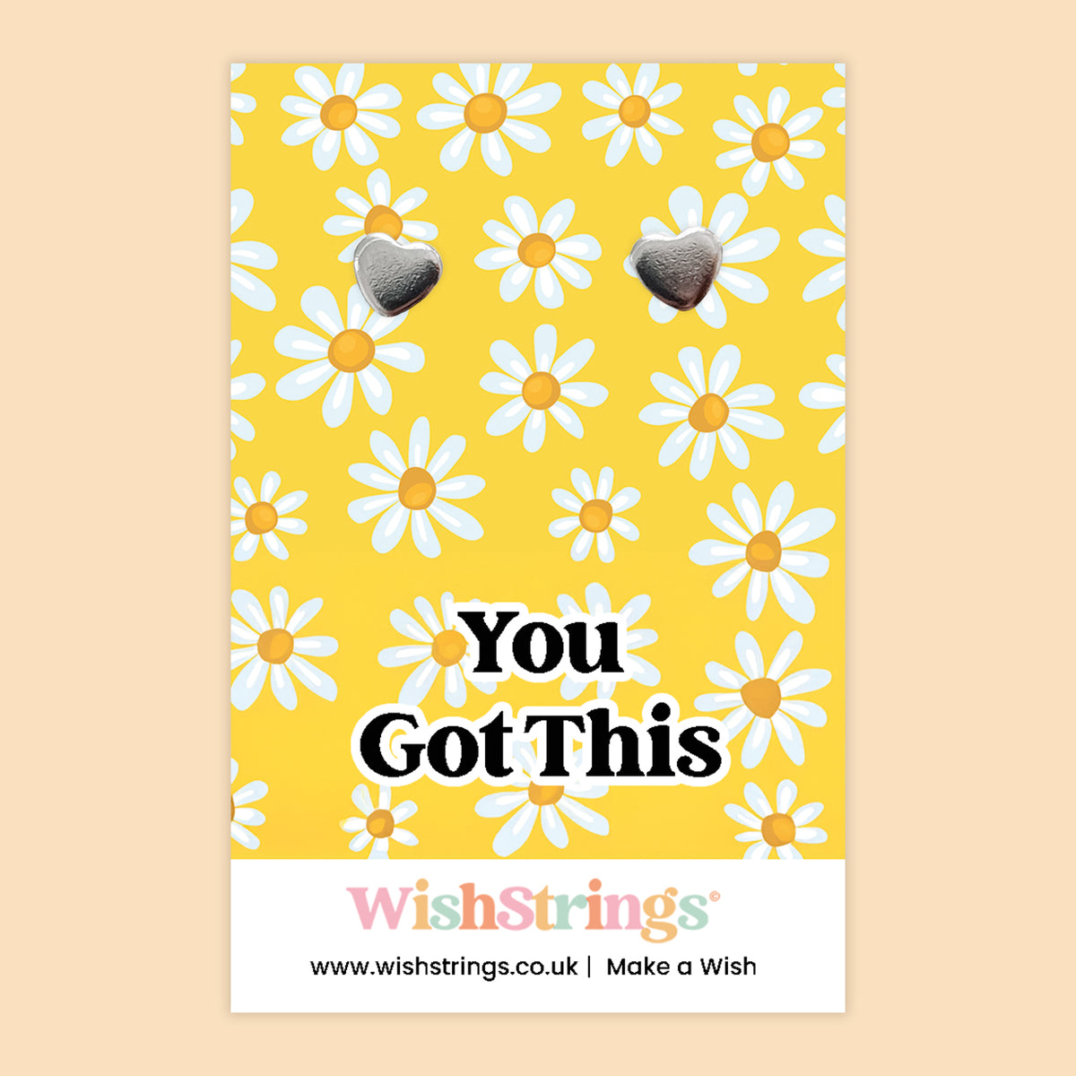 You Got This - Silver Heart Stud Earrings | 304 Stainless - Hypoallergenic