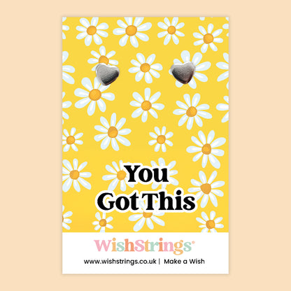 You Got This - Silver Heart Stud Earrings | 304 Stainless - Hypoallergenic
