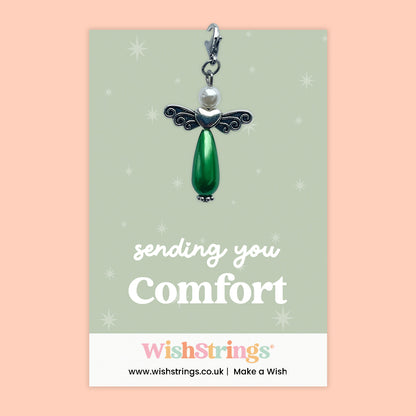 Sending You Comfort – Wish Angel Clip-On Charm | Thoughtful Sympathy & Support Gift | Angel Keepsake for Difficult Times