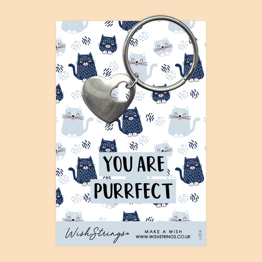 Purrfect - Heart Keyring