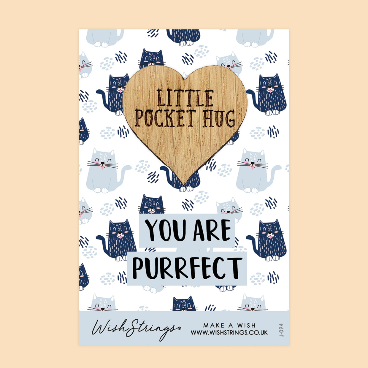 Purrfect - Little Pocket Hug - Wooden Heart Keepsake Token