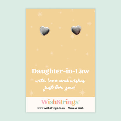 Daughter-in-Law | Silver Heart Earrings on Gift Card | Meaningful Gift for Daughter-in-Law | Sentimental Jewellery Keepsake