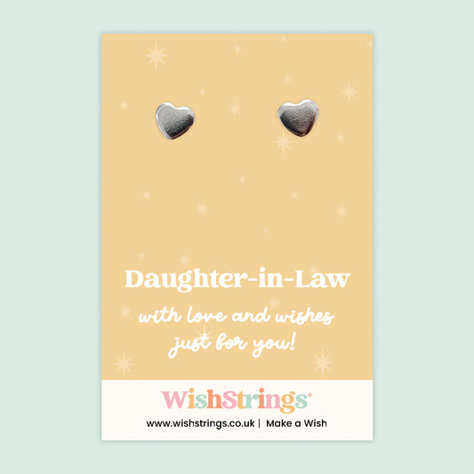 Daughter-in-Law | Silver Heart Earrings on Gift Card | Meaningful Gift for Daughter-in-Law | Sentimental Jewellery Keepsake