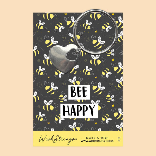 Bee Happy - Heart Keyring