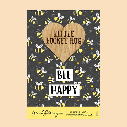 SALE - BEE HAPPY - Oak Pocket Hug Token | S126