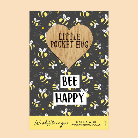 SALE - BEE HAPPY - Oak Pocket Hug Token | S126