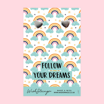 Follow Your Dreams - Silver Heart Stud Earrings | 304 Stainless - Hypoallergenic