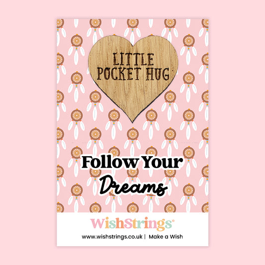 Pocket Hug - Follow Your Dreams, Rainbow Design | Inspirational Gift for Luck & Success | Keepsake Token for Sending Hugs & Encouragement