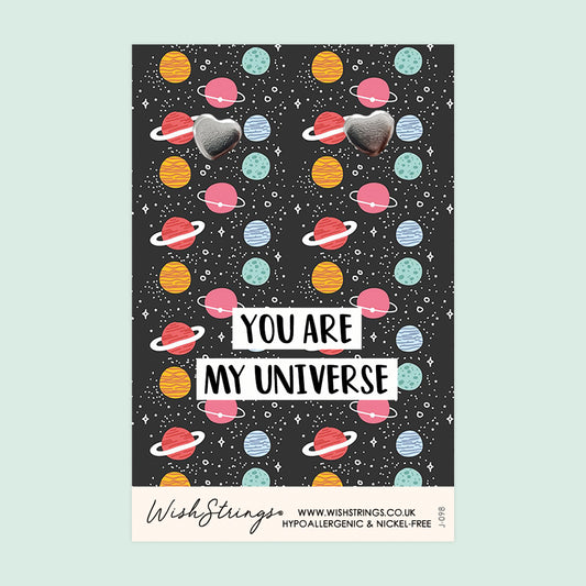 You Are My Universe - Silver Heart Stud Earrings | 304 Stainless - Hypoallergenic