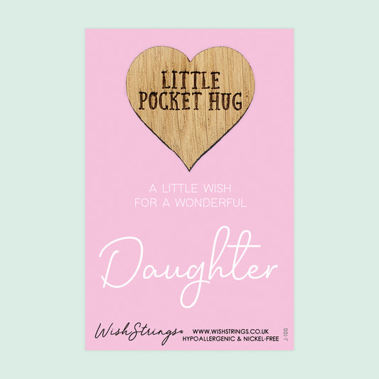 Daughter - Little Pocket Hug - Wooden Heart Keepsake Token