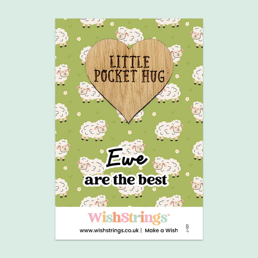 Pocket Hug – Ewe Are the Best | Cute Sheep Pun Gift | Keepsake Token for Friendship & Appreciation