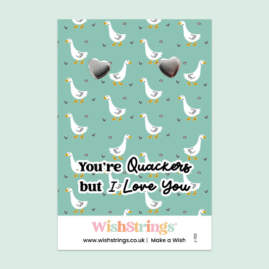 WishStrings® ‘Auntie’ Heart Stud Earrings on Gift Card | Gift from Niece or Nephew | Hypoallergenic & Nickel-Free | Handmade in the UK