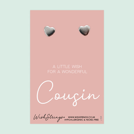 Cousin - Silver Heart Stud Earrings | 304 Stainless - Hypoallergenic