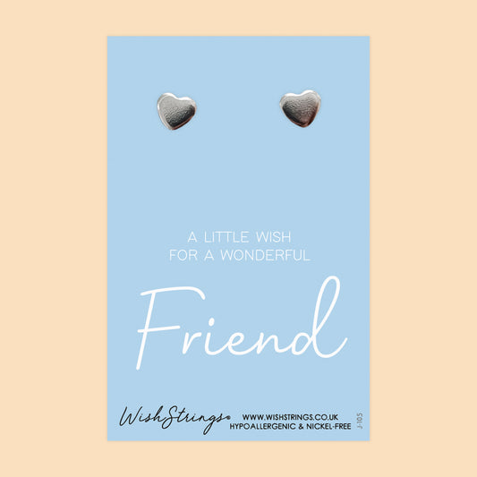 Friend - Silver Heart Stud Earrings | 304 Stainless - Hypoallergenic