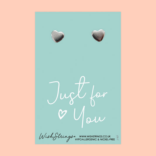 Just for You - Silver Heart Stud Earrings | 304 Stainless - Hypoallergenic