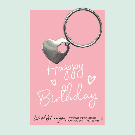 Happy Birthday - Heart Keyring