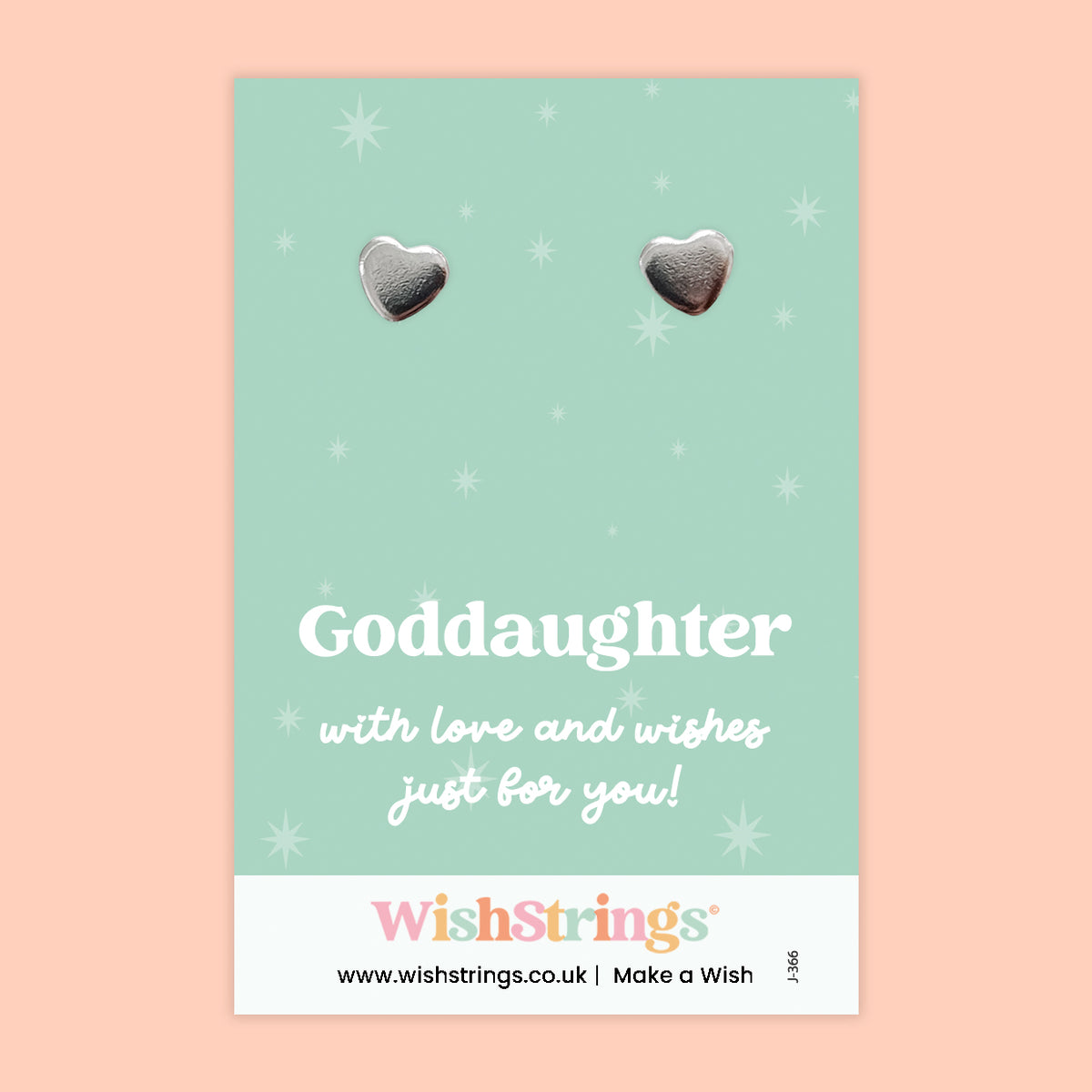 WishStrings® Heart Stud Earrings – Goddaughter | Thoughtful Gift with Love & Wishes | Keepsake Jewellery for Special Girls