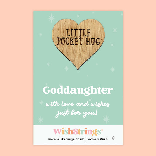 Pocket Hug – Goddaughter | Wooden Heart Keepsake Token | Thoughtful Gift for Goddaughter | Sentimental Little Hug for Birthdays, Christenings & Just Because
