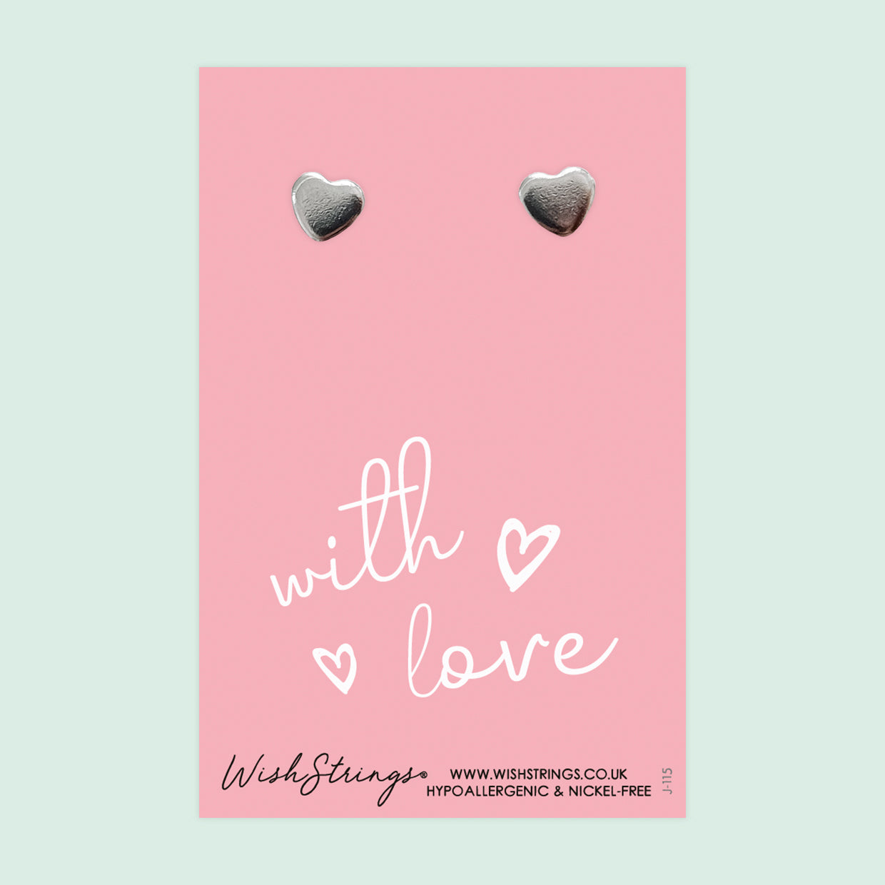 With Love - Silver Heart Stud Earrings | 304 Stainless - Hypoallergenic