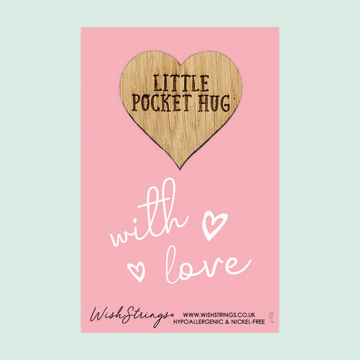 With Love - Little Pocket Hug - Wooden Heart Keepsake Token