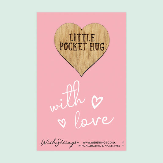 With Love - Little Pocket Hug - Wooden Heart Keepsake Token