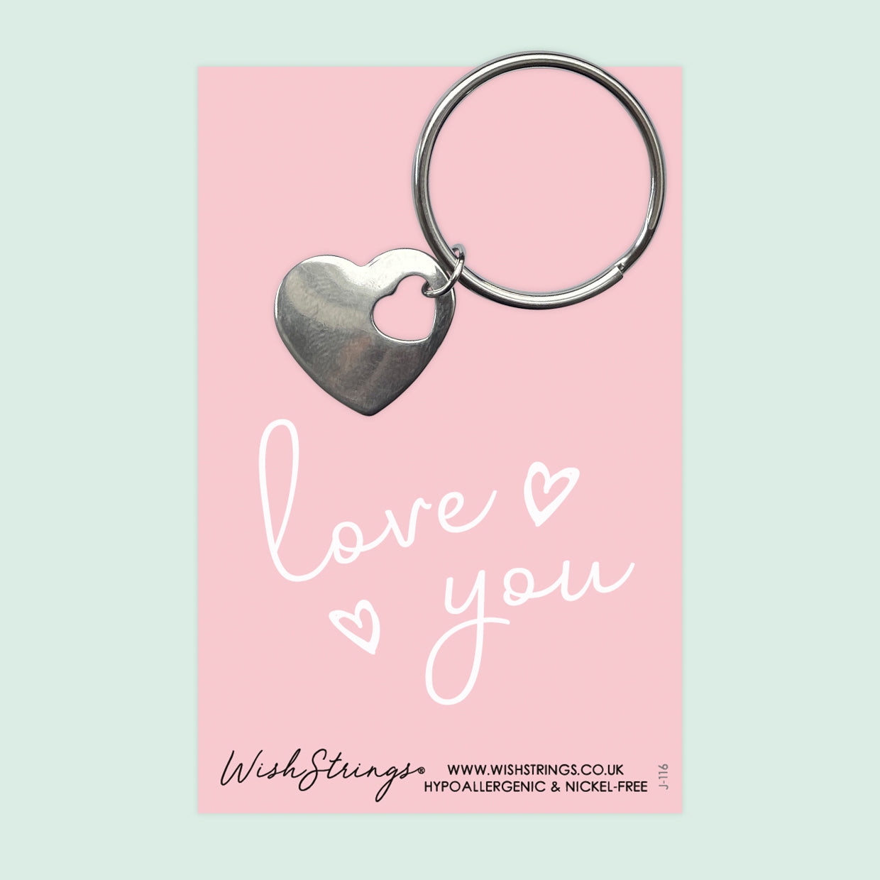 Love You - Heart Keyring