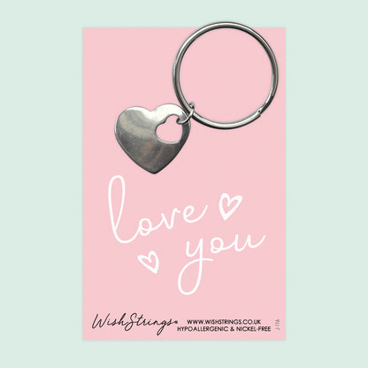 Love You - Heart Keyring