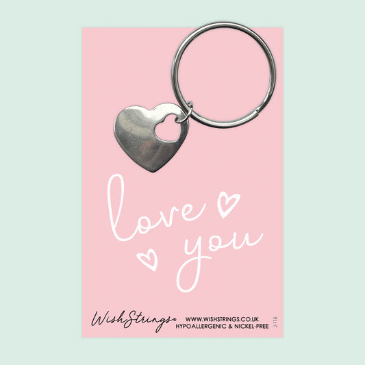 Love You - Heart Keyring